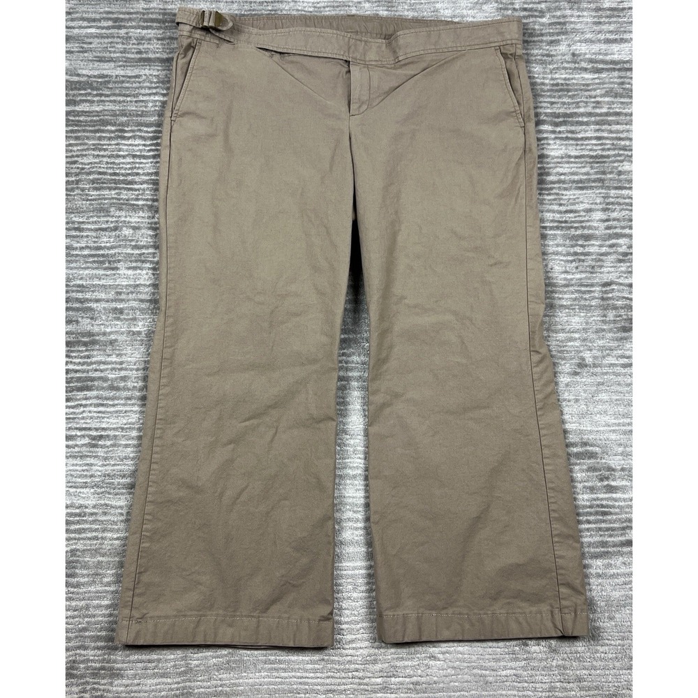 Gap Maternity Pants Womens 18 Brown Hemmed Chino Belted Wide Leg Stretch